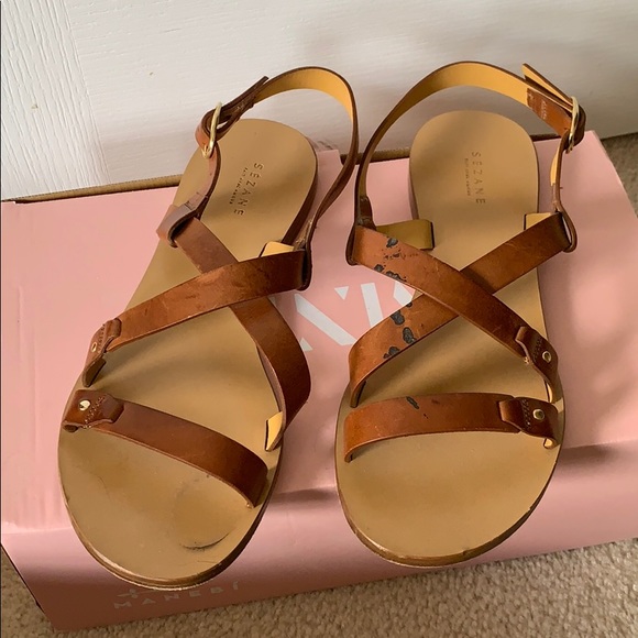 Sezane Shoes - Sezane Tan Criss across Sandals 39/8